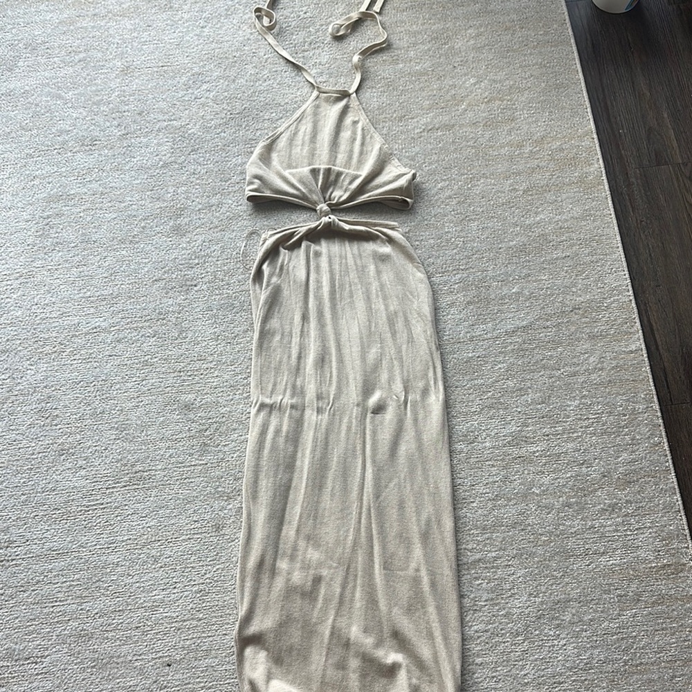 12th Tribe Cream Halter Sundress Resort Wear